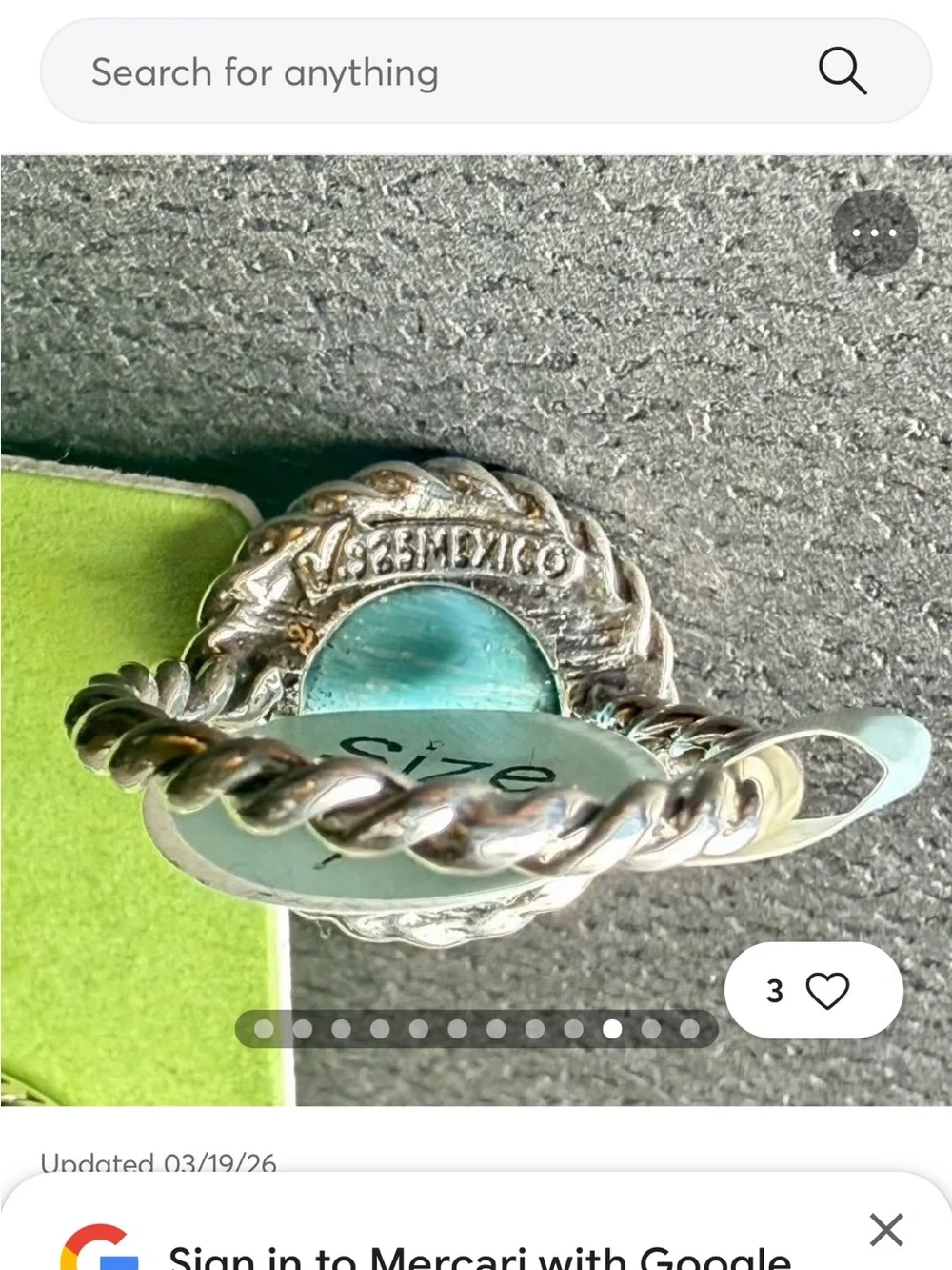 Turquoise Cabochon Rope-Edge Sterling silver Ring - Blue size 7